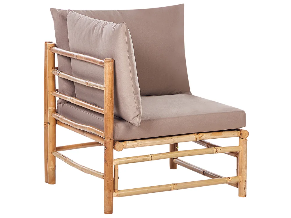 Garten Ecksofa mit Tisch 5-Sitzer CERRETO Bambus Taupe linksseitig_908881
