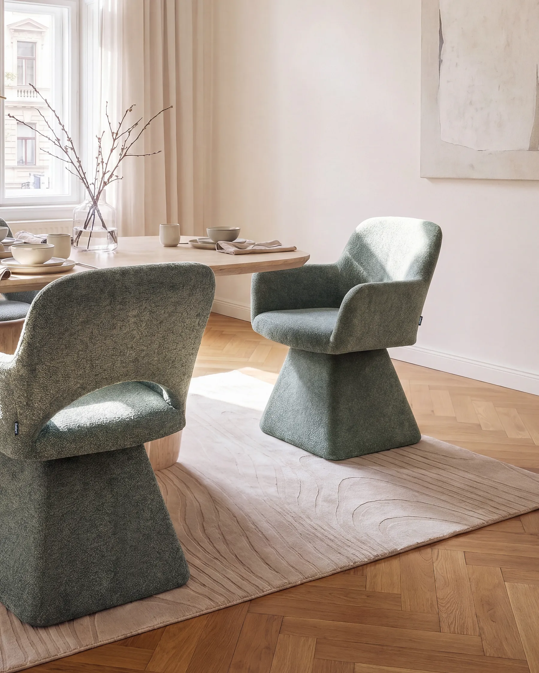 Esszimmerstuhl drehbar VALLBY Stoff Dunkelgrün_1091789