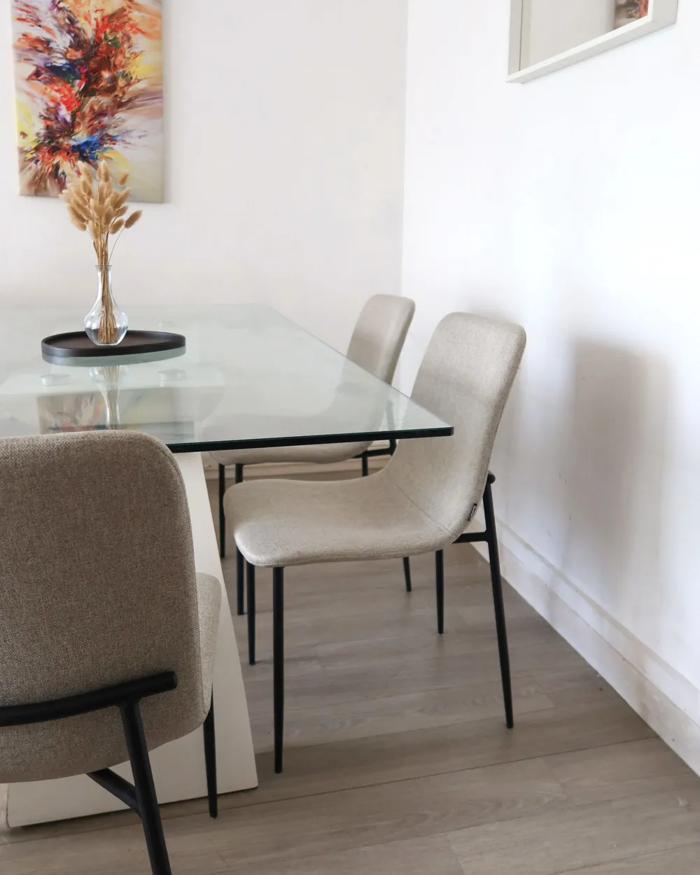Set of 4 Dining Chairs GLENDIVE Fabric Light Beige_1082010