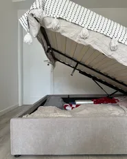 Ottoman Bed QUILLIEN Chenille Taupe 160 x 200 cm (EU King Size)_1046050