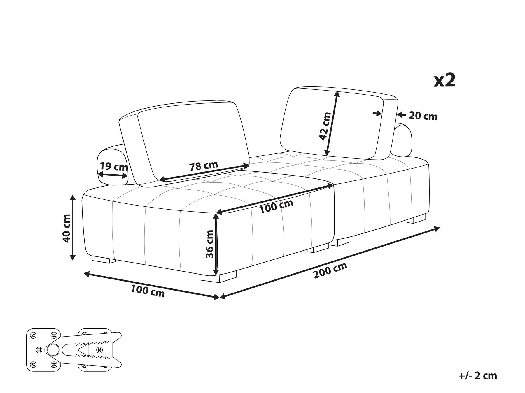 Modulsofa Set 4-Sitzer TIBRO Stoff Grau_825918