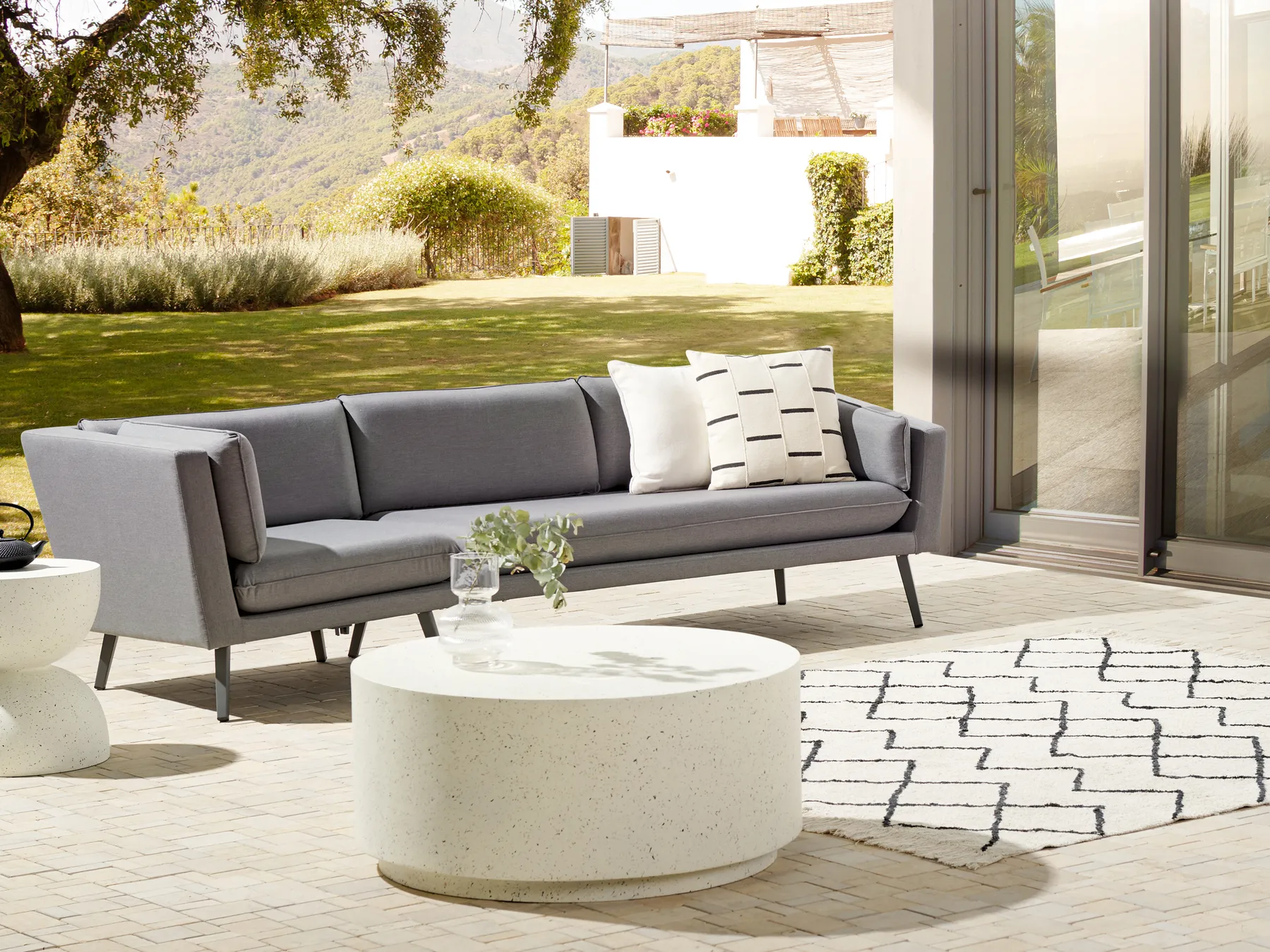 Gartensofa 3-Sitzer LORETELLO Grau linksseitig_872350