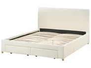 Bett mit Schubladen SOUTRIN Bouclé Cremeweiß 160 x 200 cm_993474