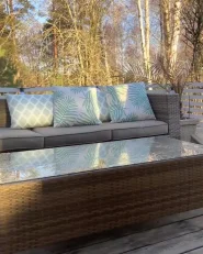 Set of 2 Outdoor Cushions CANNETO Animal Pattern 40 x 60 cm Beige_1160492