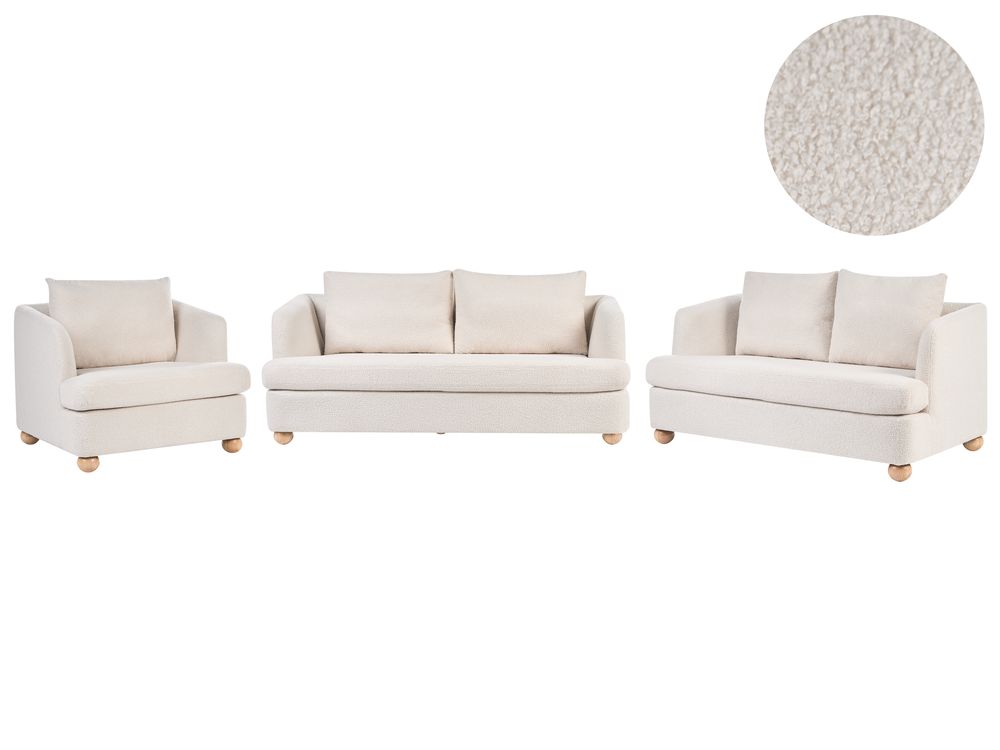 Living Room Set 6 Seater RATTVIK Boucle Off-White