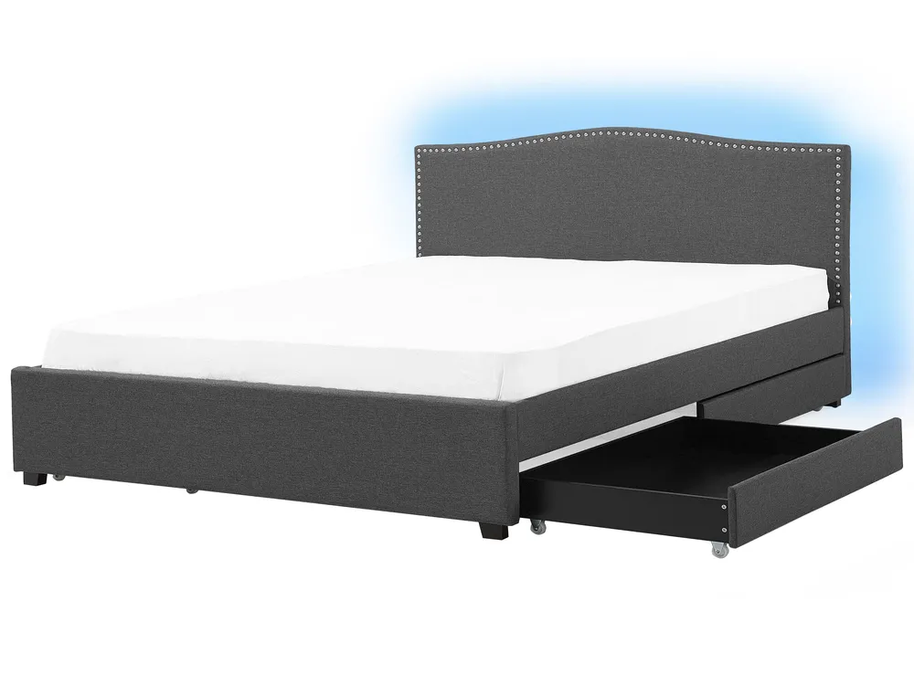 Bett mit Schubladen MONTPELLIER Stoff Bunt 180 x 200 cm LED