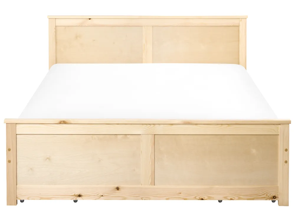 Bett mit 4 Schubladen DAUPHIN Kiefernholz Hellbraun 140 x 200 cm_1059834