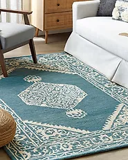 Teppich GEVAS Blau 200 x 200 cm Wolle_1183531