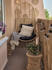 Hanging Chair with Stand PINETO PE Rattan Natural_827392