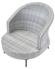 Gartensessel mit Ottomane ARCILLE Polyrattan Grau_1082783