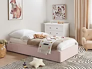 Ottoman Bed without Headboard DINAN Boucle Pastel Pink 90 x 200 cm (EU Single)_903658