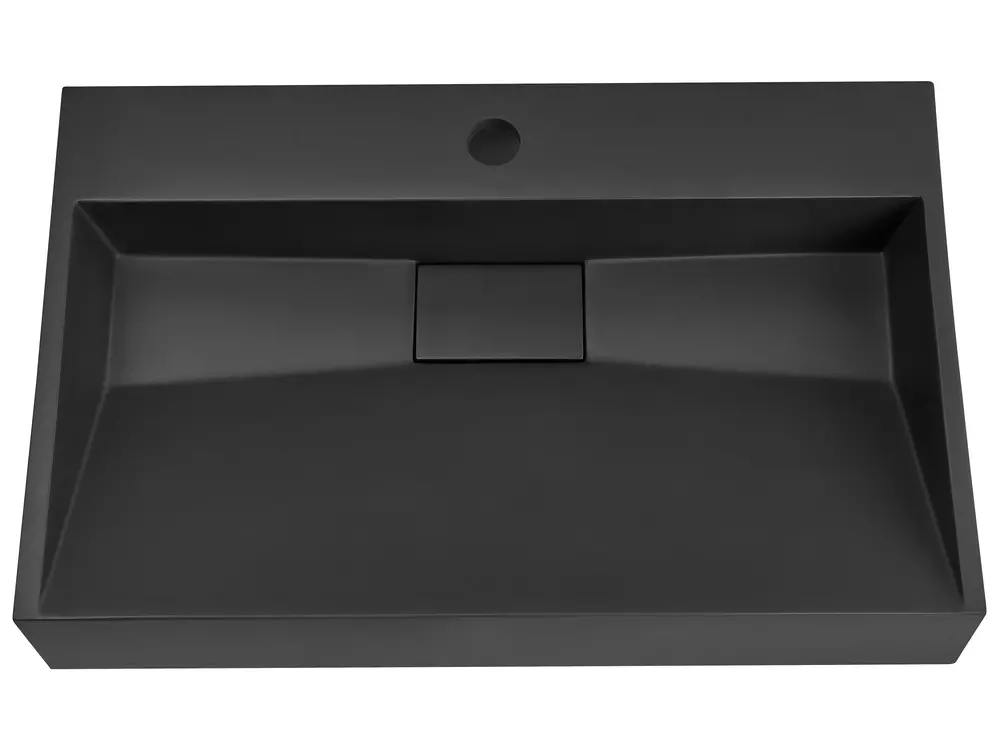 Hängewaschbecken QUENKO 60 x 38 cm Mineralguss Schwarz_981289