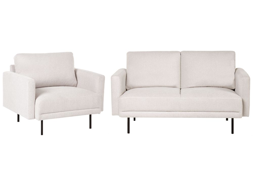 Living Room Set 3 Seater BREDA Fabric Light Beige