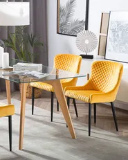 Set of 2 Dining Chairs SOLANO Velvet Yellow_752190