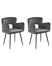 Set of 2 Dining Chairs SANILAC Velvet Dark Grey_847071