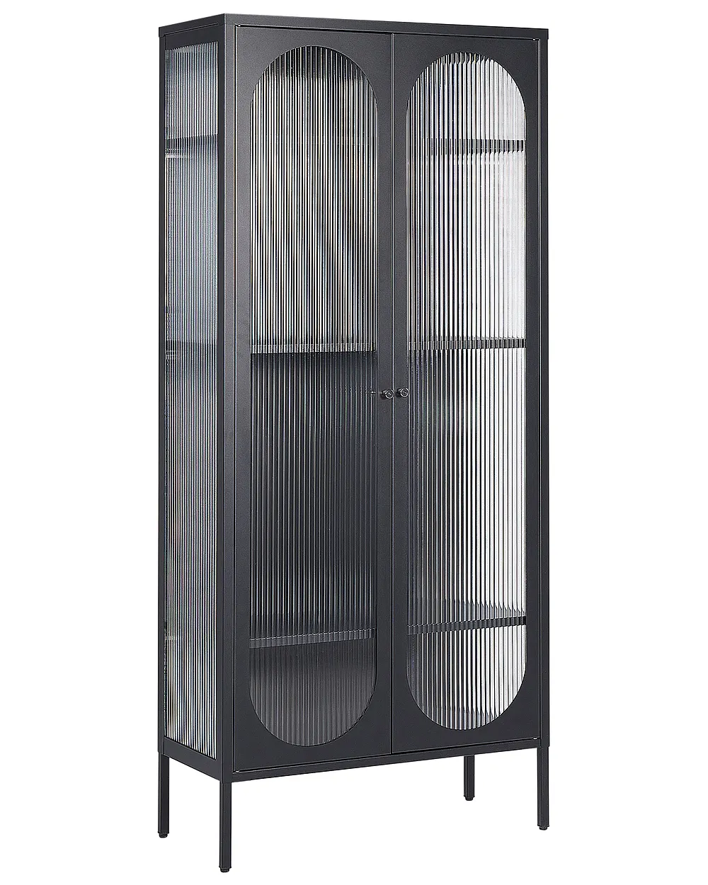Steklena vitrina FOXTON 80 cm Kovina Črna