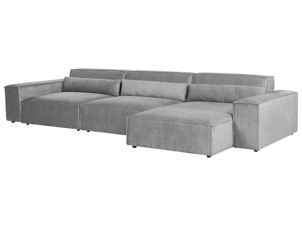 Modular Corner Sofa 4 Seater HELLNAR with Ottoman Fabric Grey Left Hand_912003