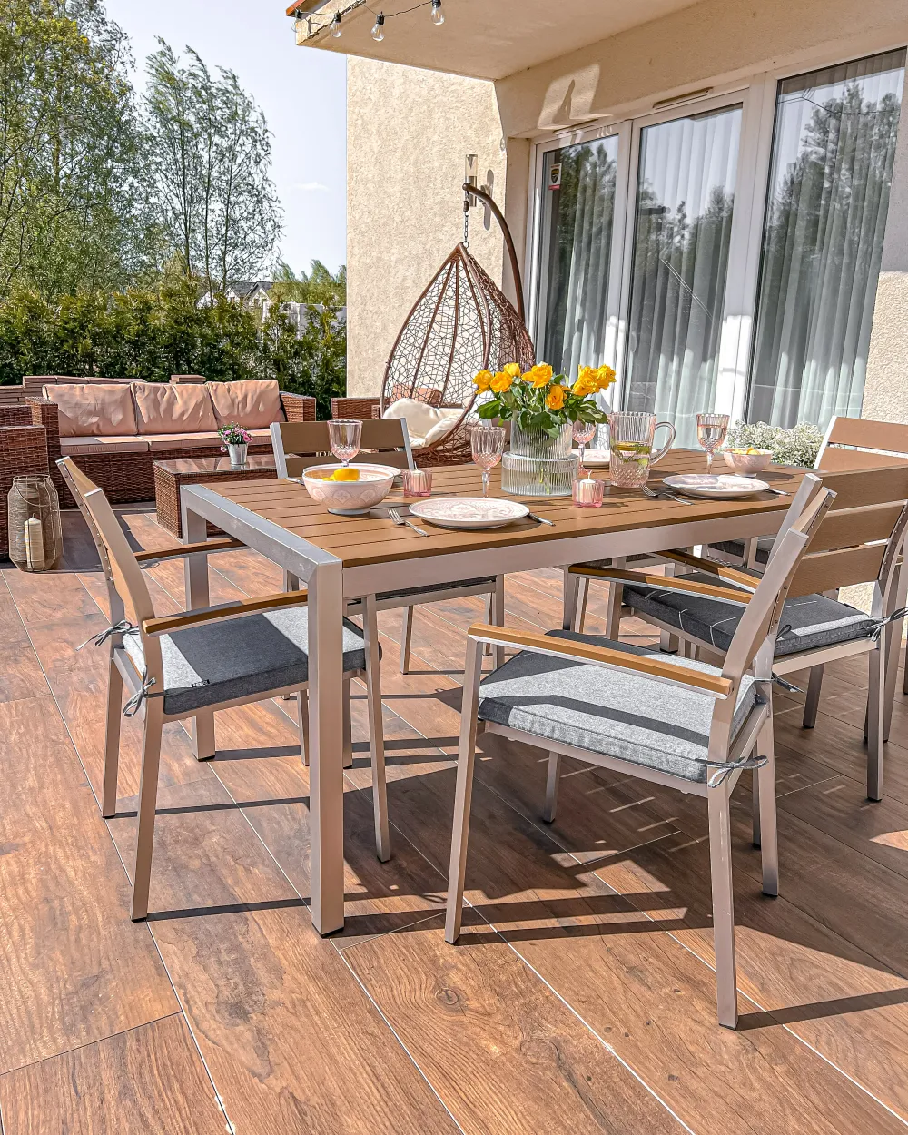 Gartenmöbel Set 6-Sitzer VERNIO Braun
