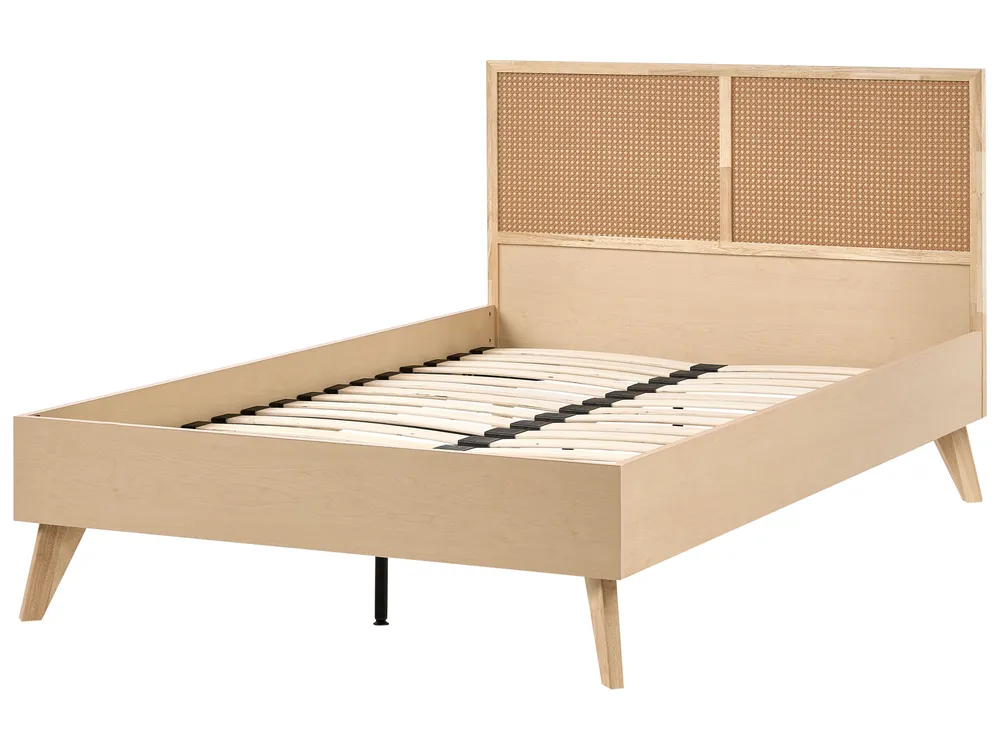 Bett mit Lattenrost Polyrattan MONPAZIER 120 x 200 cm Hellbraun_1037753