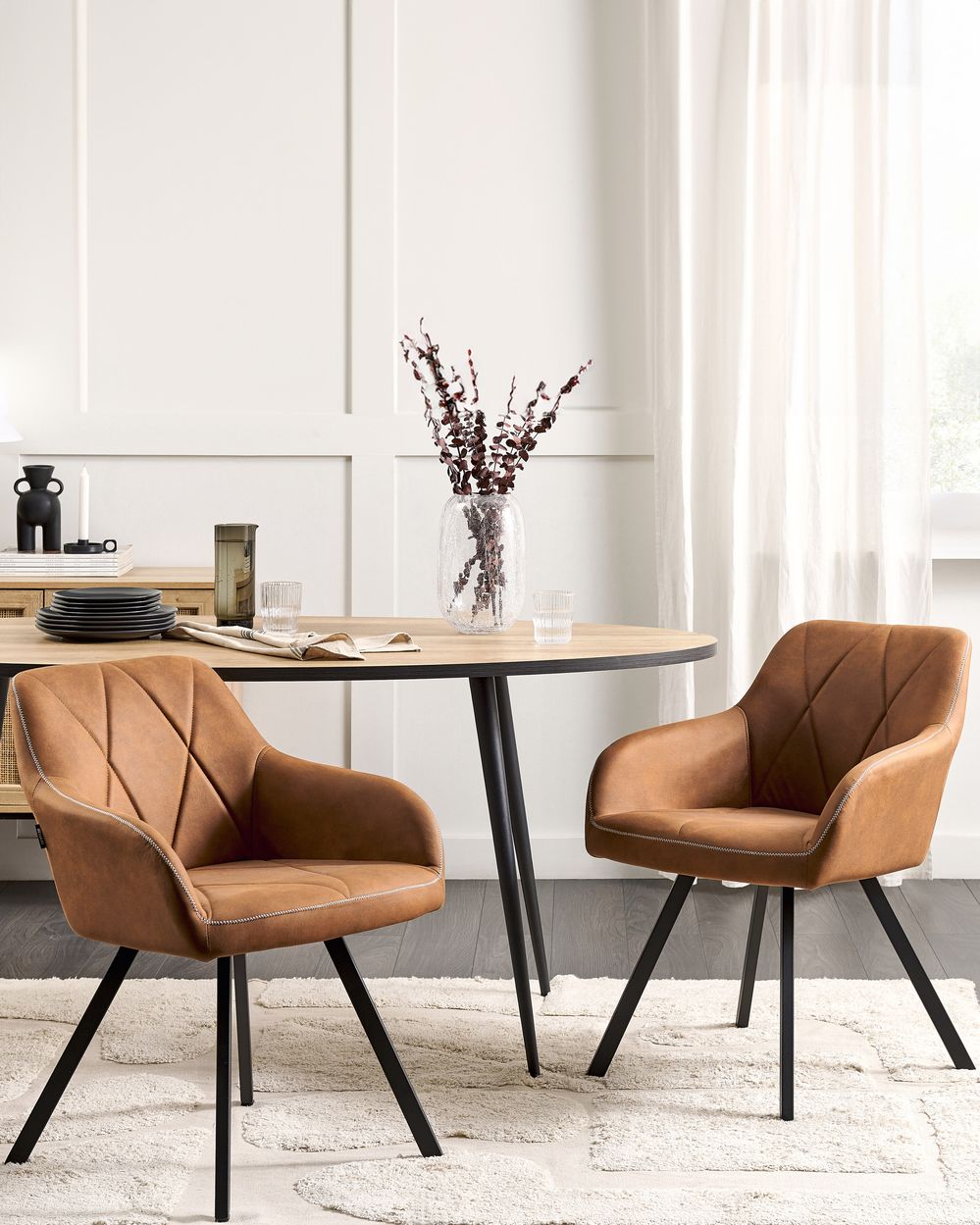 Set van 2 eetkamerstoelen MONEE Stof Goudbruin