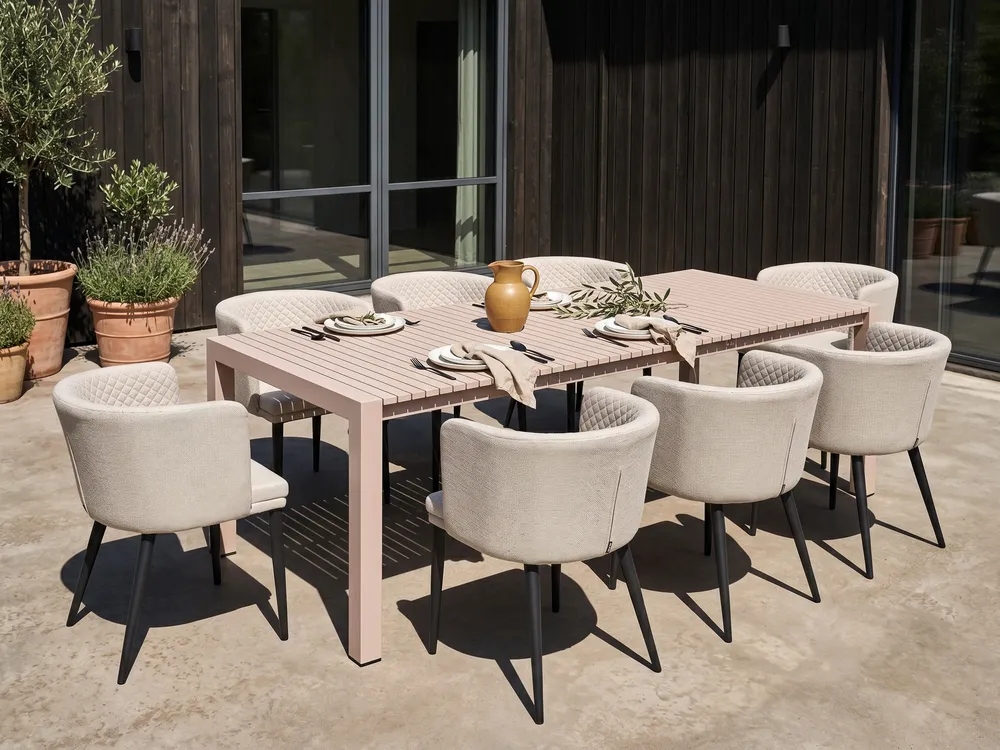 Ausziehbarer Gartentisch ARDESIO 160/220 cm 90 cm Metall Sandbeige