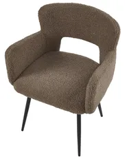 Esszimmerstuhl 2er Set SANILAC Bouclé Braun_1048305