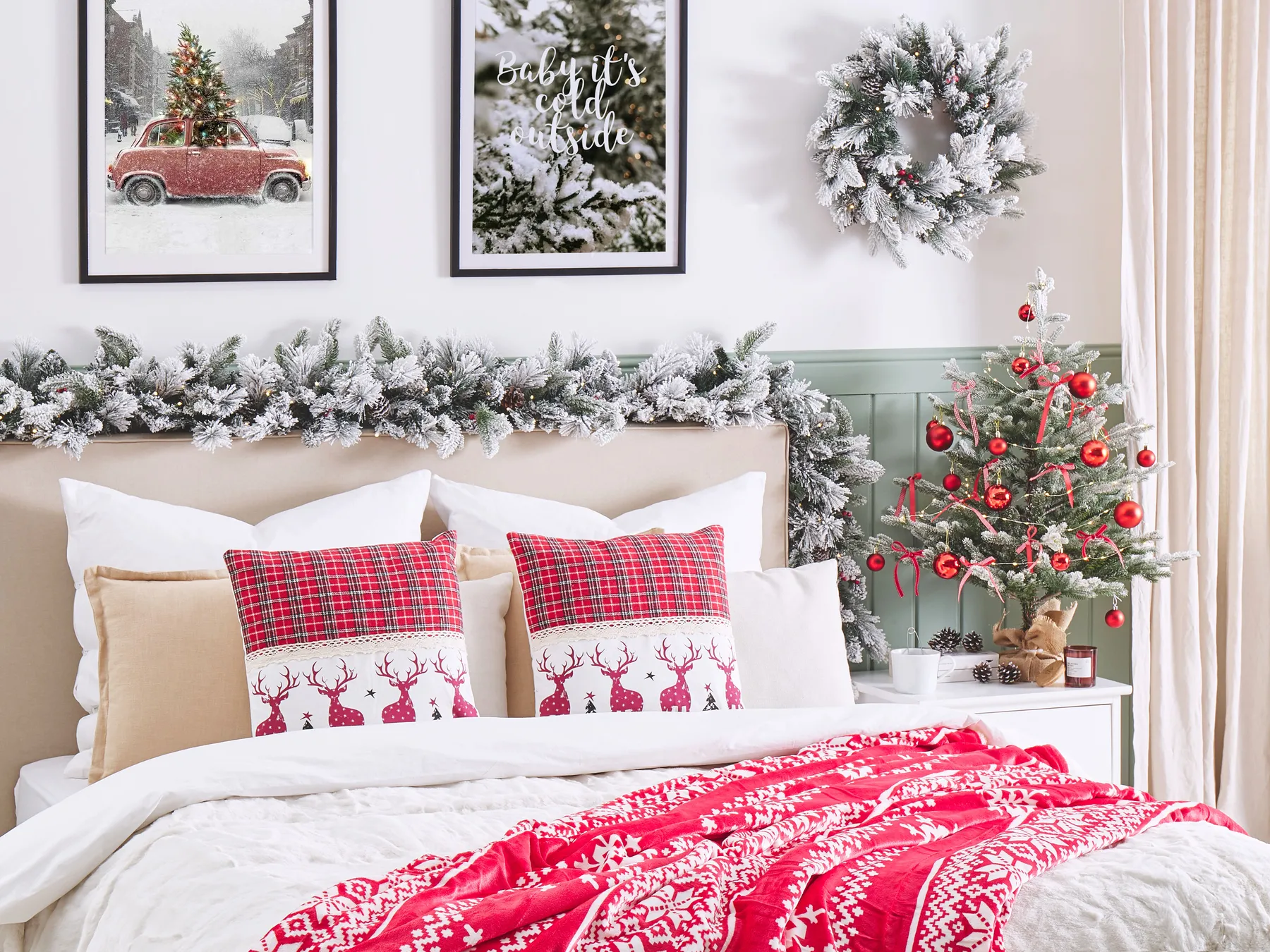 Dekokissen 2er Set ROBBIE 45 x 45 cm Rot Weihnachtsmotiv_814077