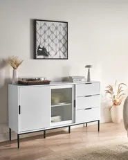Glass Display Sideboard LEDUC White_1025034