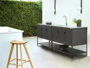 Outdoor-Küche 2er Set mit Spüle MAENZA Schwarz Metall_981468