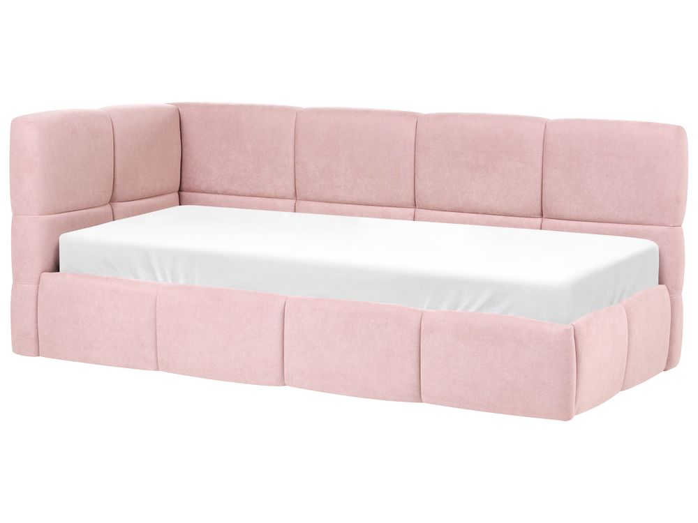 Daybed Fabric JACOU 90 x 200 cm (EU Single) with Storage Left Hand Pink