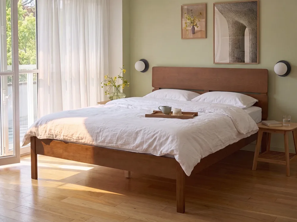 Bett mit Lattenrost Holz BOISSET 120 x 200 cm Dunkelbraun_1113797