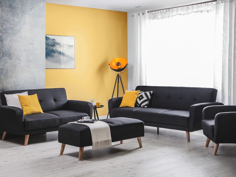 Living Room Set FLORLI Fabric Black