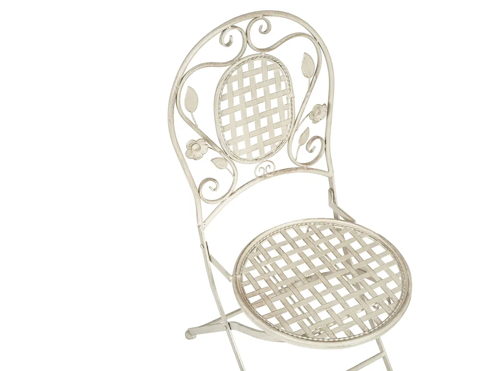 Gartenmöbel Set 4-Sitzer BIVIO klappbar Metall Cremeweiß_807859