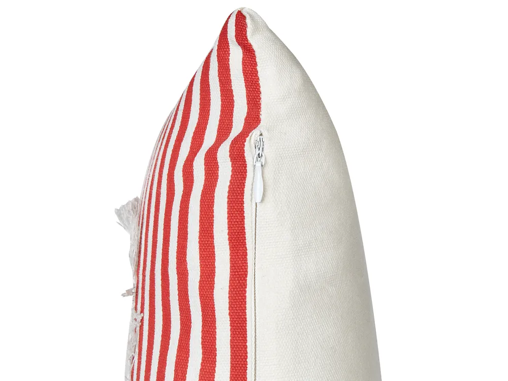 Dekokissen 2er Set ALSINE 30 x 50 cm Baumwolle Rot Streifenmuster_915763