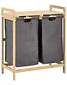 Wäschekorb 2er Set mit Ablage AZUFRERA Bambus Hellbraun / Grau 70 L