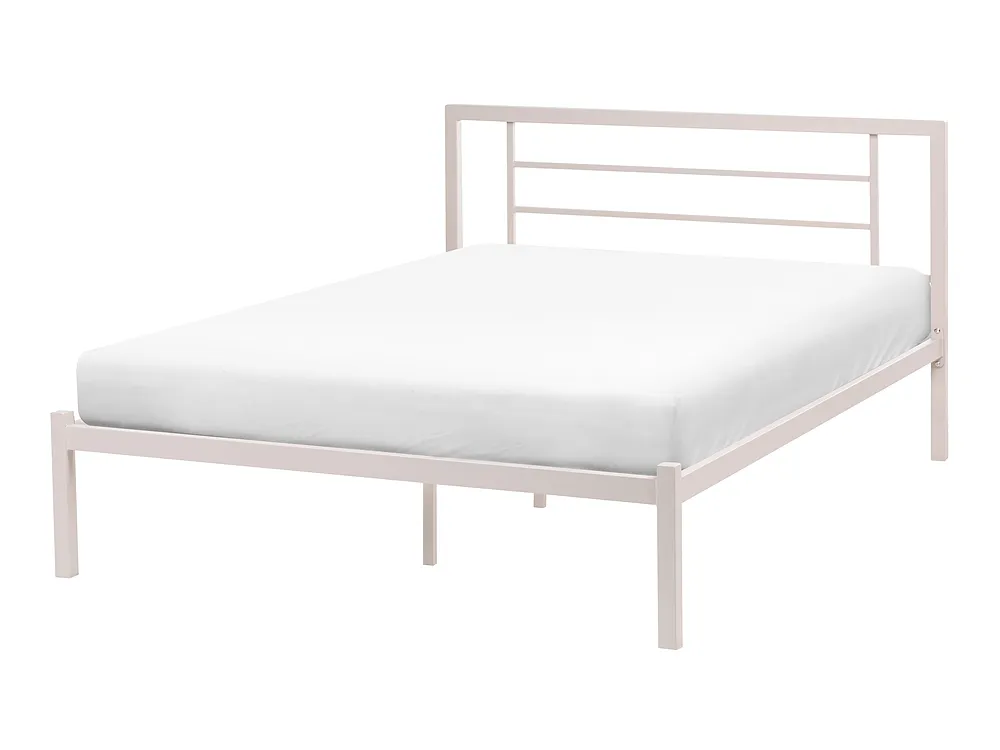 Bett mit Lattenrost Metall CUSSET 120 x 200 cm Hellbeige