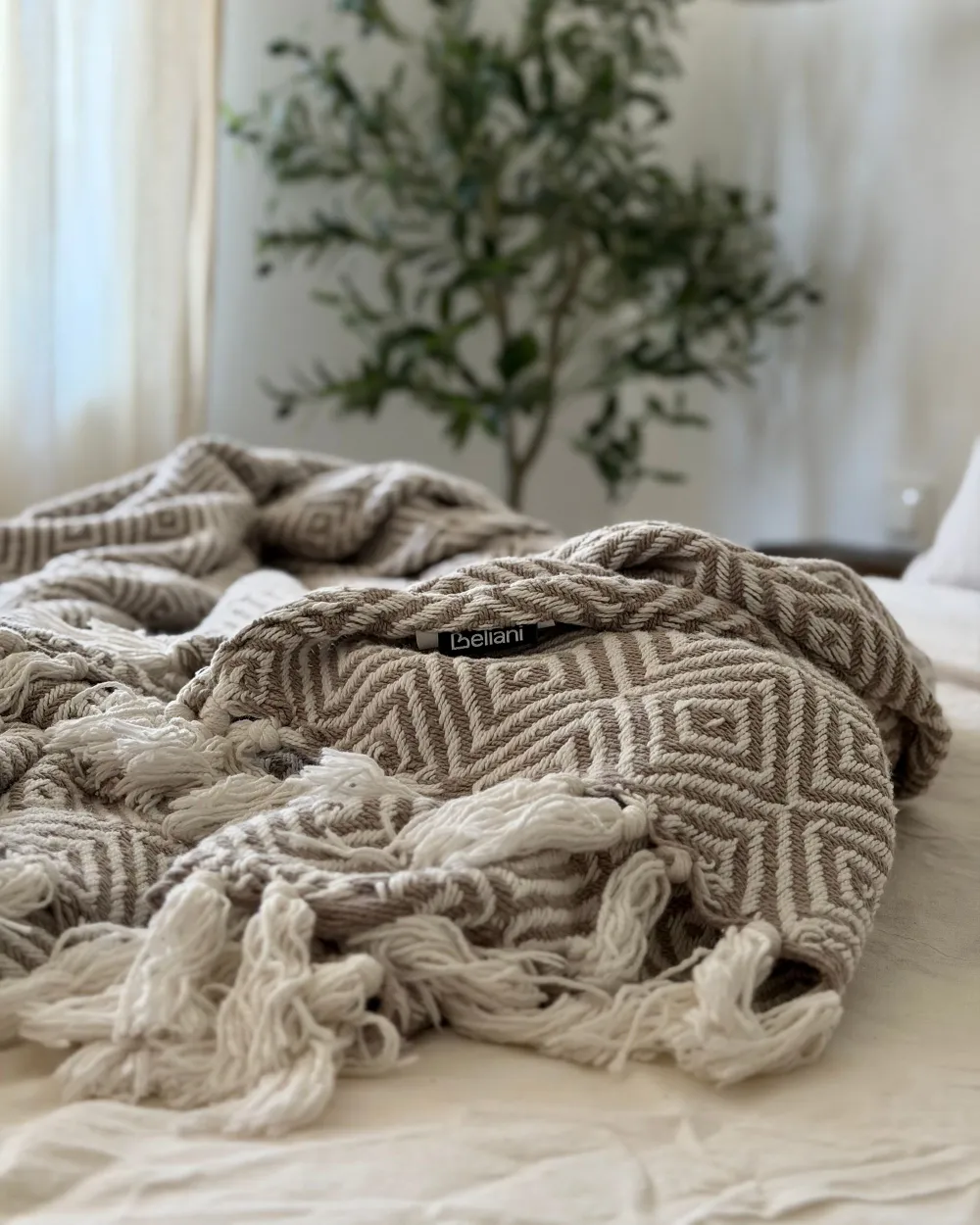Bedspread TOUTLI Cotton 200 x 220 cm Taupe_1177692