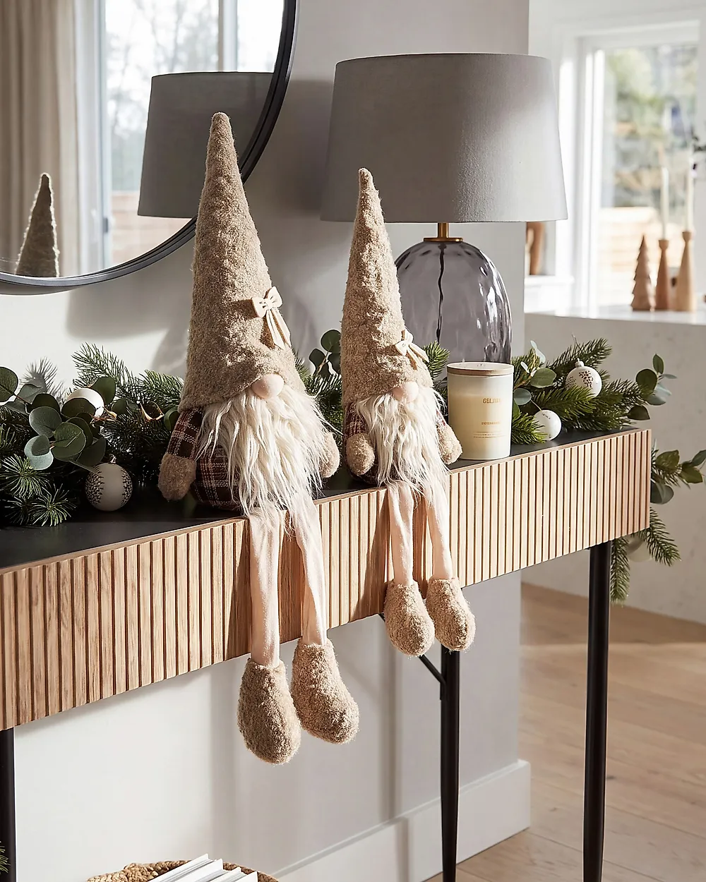 Weihnachtsdekoration 2er Set ILOMANTSI 35/38 cm Zwerg Beige_1174042