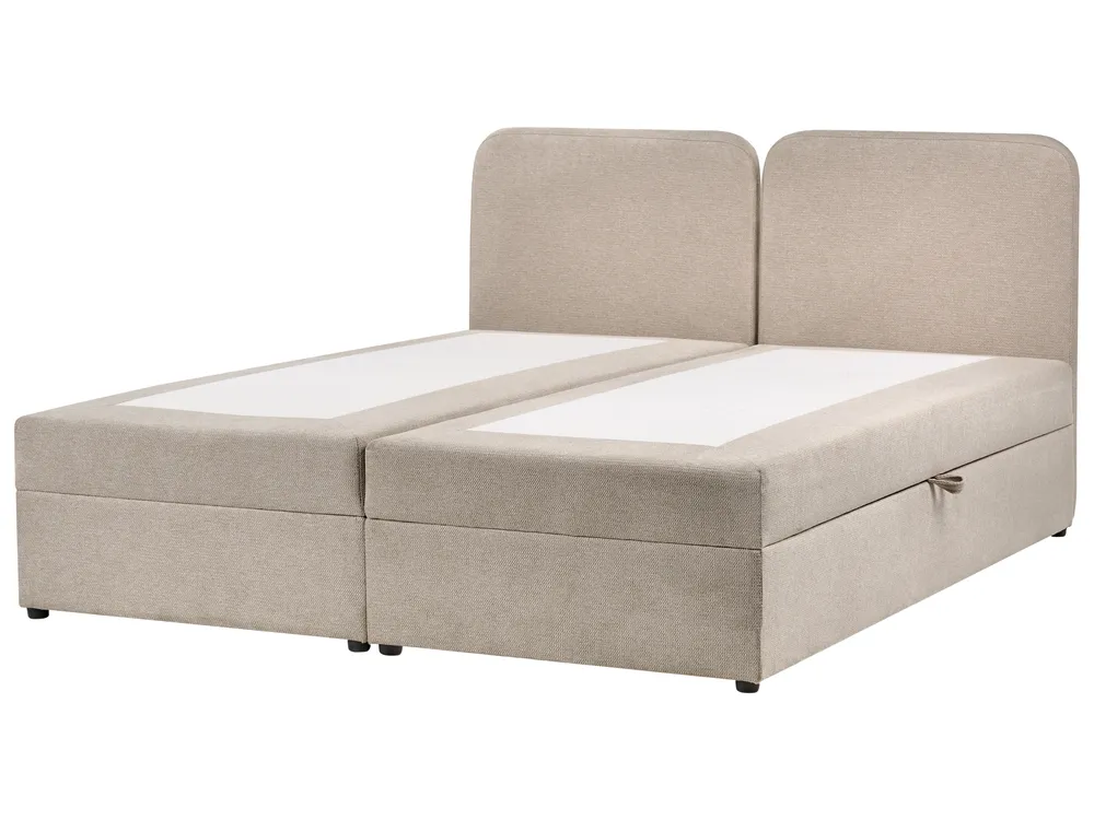 Boxspringbett mit Stauraum CHANCELLOR Stoff Taupe 180 x 200 cm_1062815