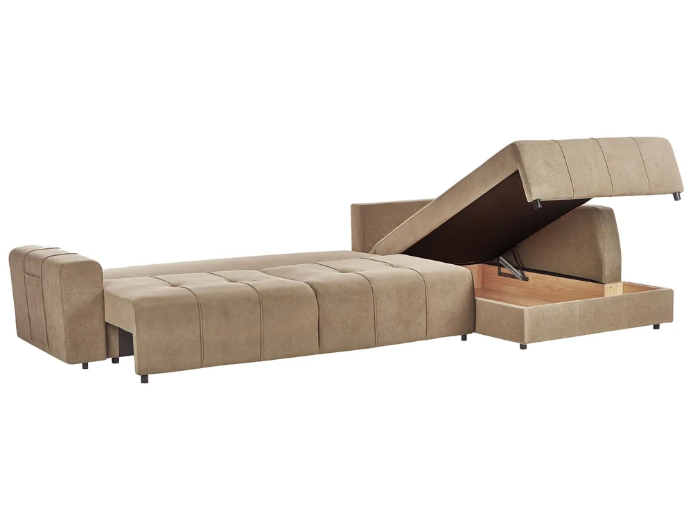 Eckschlafsofa 4-Sitzer INNVIK Stoff Braun linksseitig_965158
