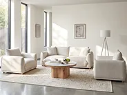 Sofa Set 5-Sitzer LUVOS Stoff Cremeweiß_1159190