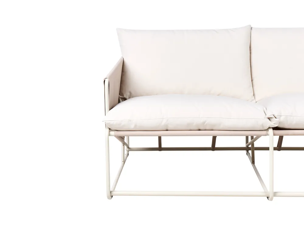 Gartensofa Set 3-Sitzer PONTE Metall Hellbeige_1013373