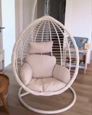 Hängesessel mit Gestell FANO Polyrattan Weiß_885662