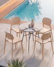 Set of 4 Garden Chairs TUPIZA Beige_1081980