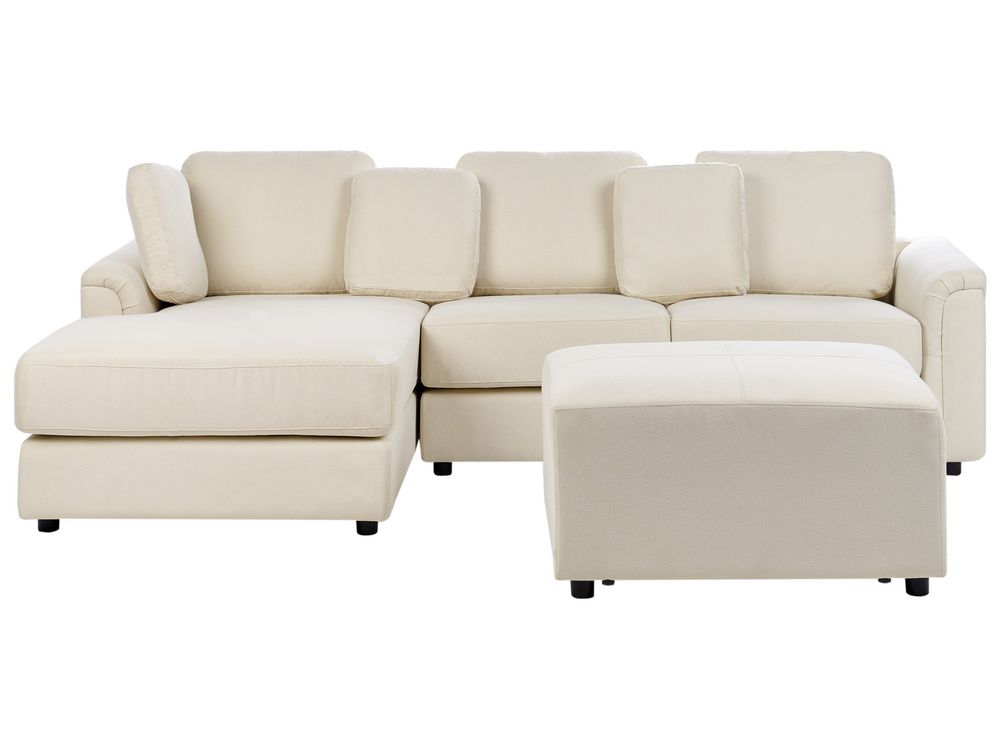 Corner Sofa KOHLO with Ottoman Fabric Light Beige Right Hand