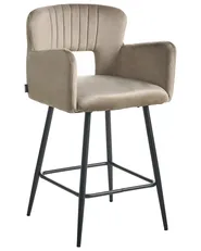Set of 2 Bar Chairs SANILAC Velvet Taupe_912728
