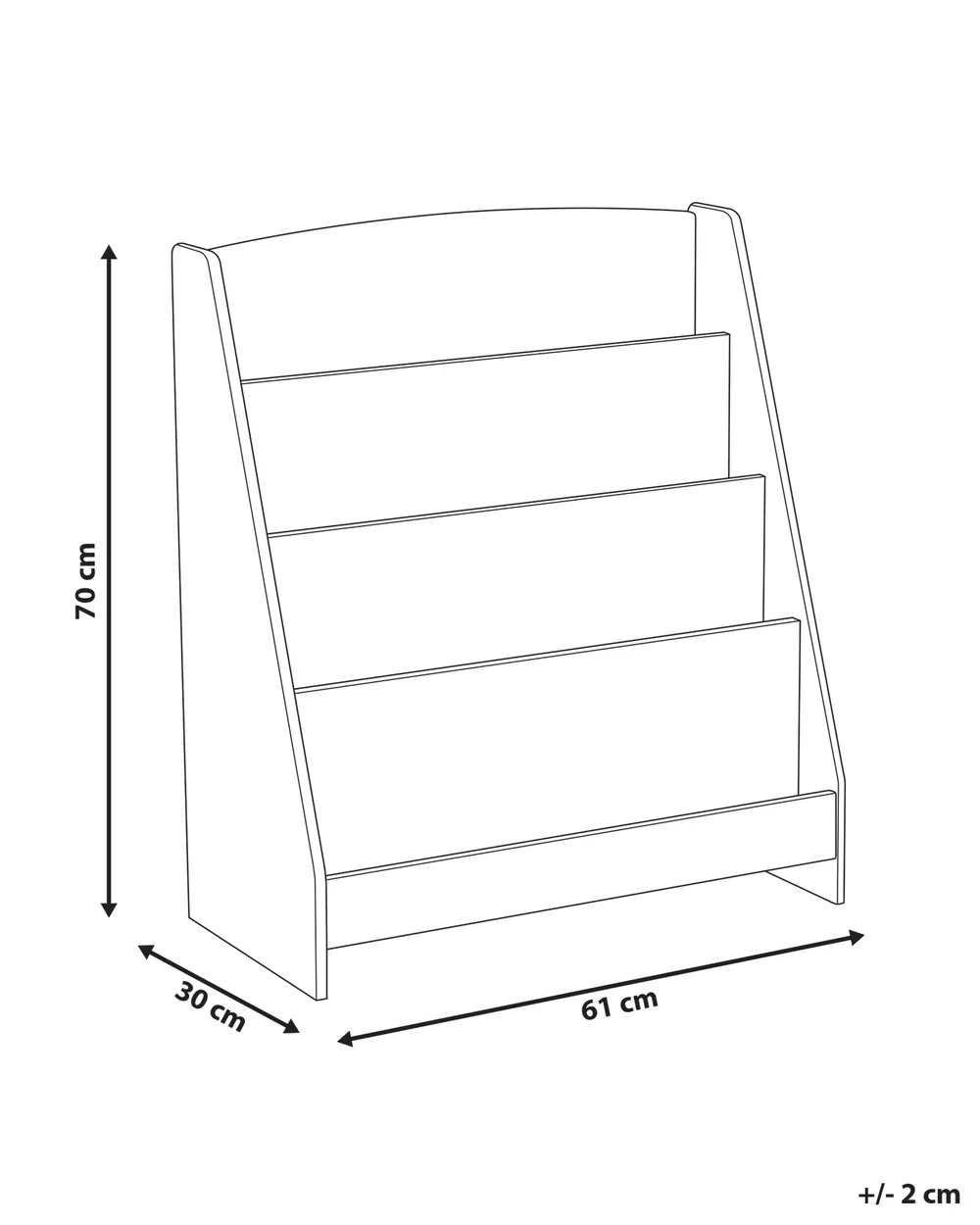 Bücherregal mit 4 Ebenen LILOET 70 cm Hellbraun_950057