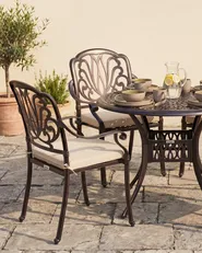 Set mit 4 Stühlen und Sitzkissen ANCONA Metall Dunkelbraun_1102458
