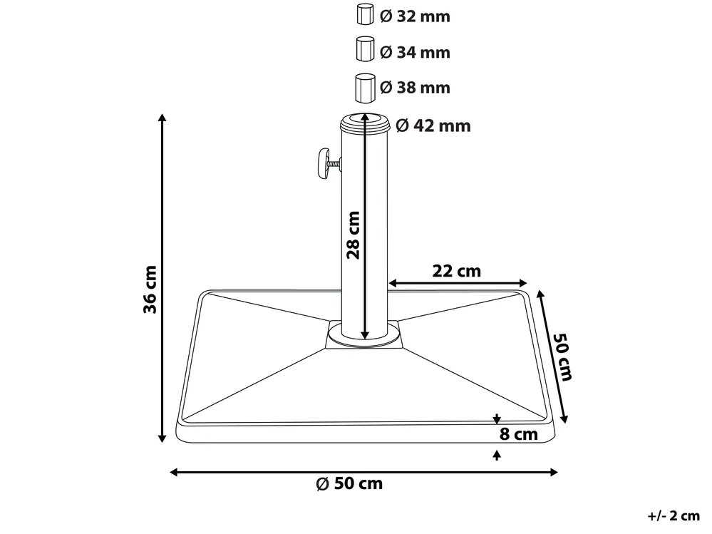 Sonnenschirmfuß CERVO Quadratisch Schwarz 20 kg_801987