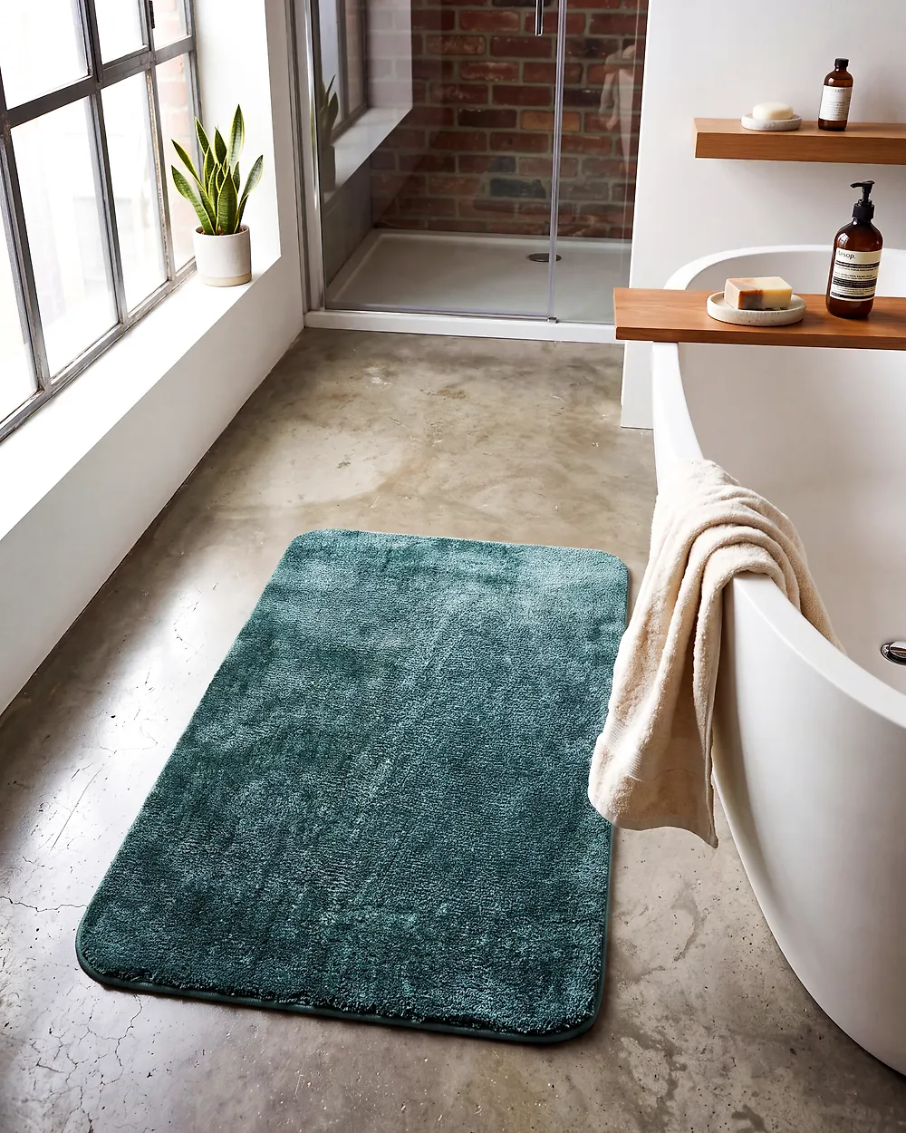 Badematte URLANA Dunkelgrün 60 x 90 cm Mikrofaser